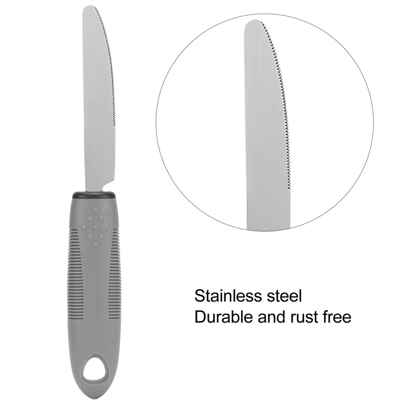 Adaptive Utensils, 5 Piece Stainless Steel Rubber Handles for Hand