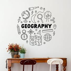 Vinyl Wall Decal Geography Symbols Set Education and Study Stickers Mural (g9812) Black