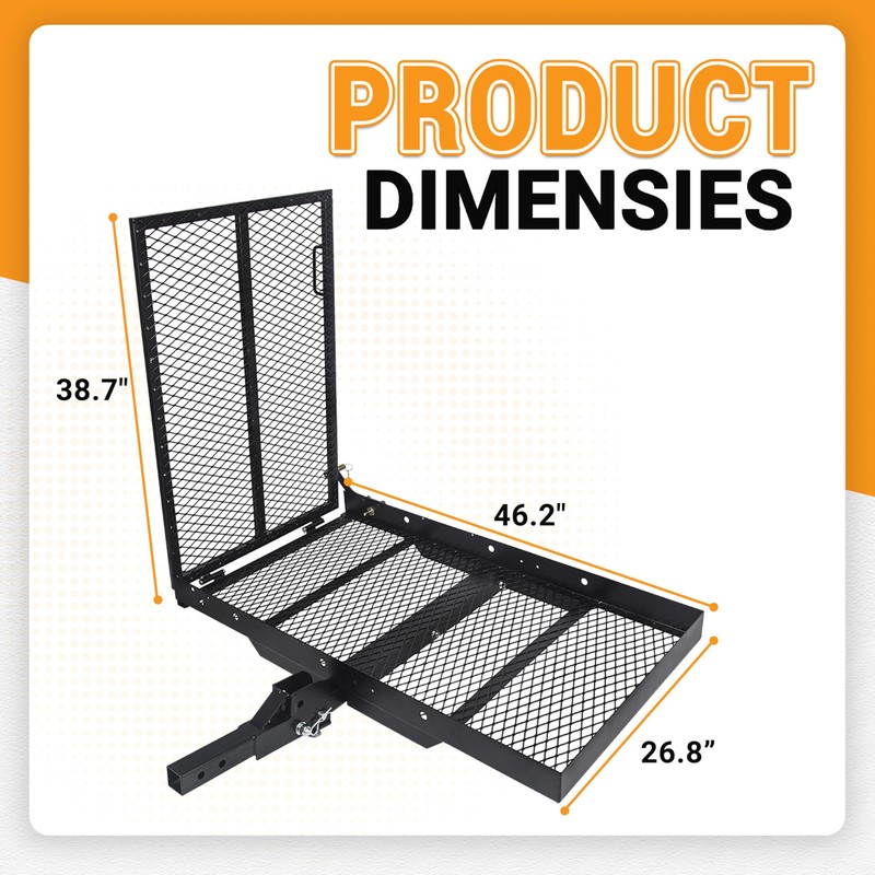 HECASA Hitch Mount Cargo Scooter Carrier Rack w/Foldable Ramp 3"