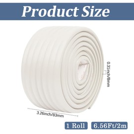 CREATCABIN 2m/6.56ft Window Gap Sealing Strip White Insulation Roll Plastic 3.3 x 0.3in Adhesive Soundproofing Pressure Sensitive Thermal Tape for Window Door Gap Water Pipes Sound Light Innsulation