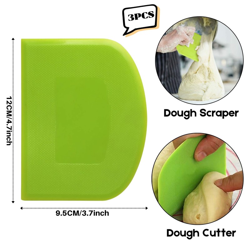 SURDOCA Dough Scraper Bench Scraper - 3P 4.7x3.7" Plastic Flexible