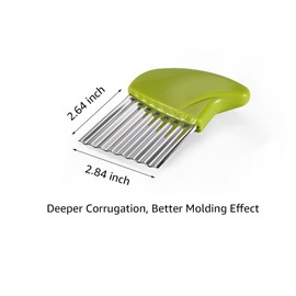 Cortador de arrugas, cortador de gofres de acero inoxidable, picador ondulado para verduras, papas, zanahorias, mantequilla, lechuga, 2 unidades (verde y azul)