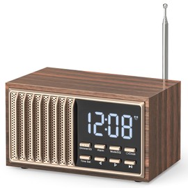Tendak FM Retro Radio Small, Nostalgic Radio with LED Display, Kitchen Radio with Bluetooth, Supports USB/TF/AUX Function, Suitable as a Gift