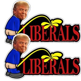 Trump Peeing on Liberals Stickers 2 Pack
