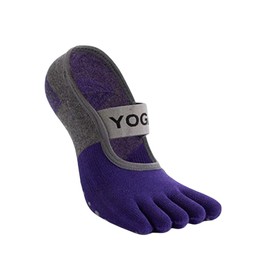 Yoga Zehensocken mit Gummizug, Rutschfeste Pilates Socken Violett und Grau
