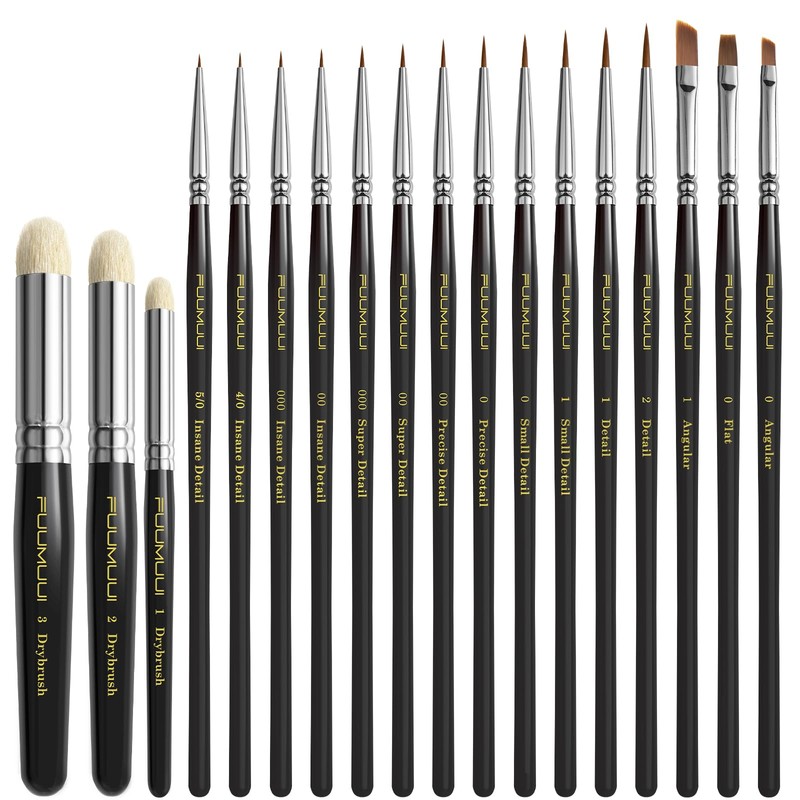 Kolinsky Sable Miniature Paint Brushes, Fuumuui 5pcs Professional Detail Fine