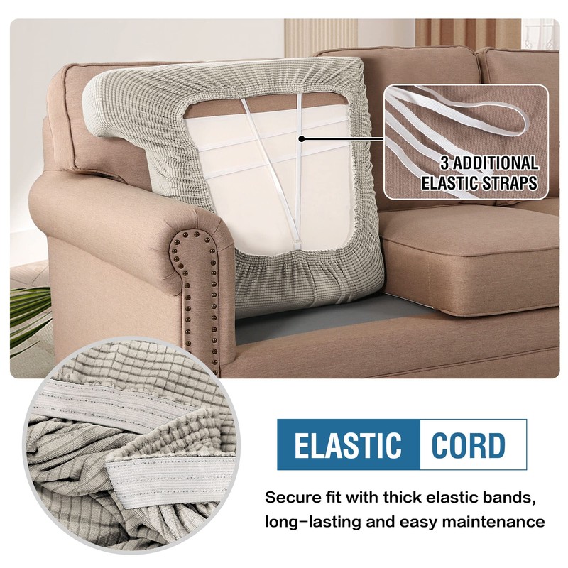 H.VERSAILTEX Stretch 3 Piece T Cushion Sofa Slipcovers Individually Sofa