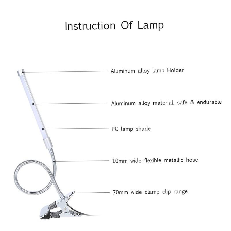 Foldable Table lamp Clamp Clip Desk Lamp DC5V 10W 36