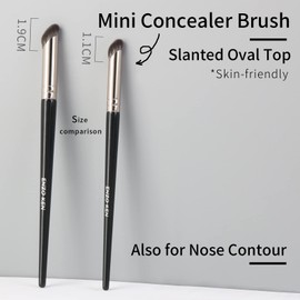 ENZO KEN Mini Concealer Makeup Brush, Small Nose Contour Brush, Angled Eyeshadow Brush for Under Eyes, Dark Circles, Puffy Eyes, Mature Skin, Liquid Foundation Cream, 8S