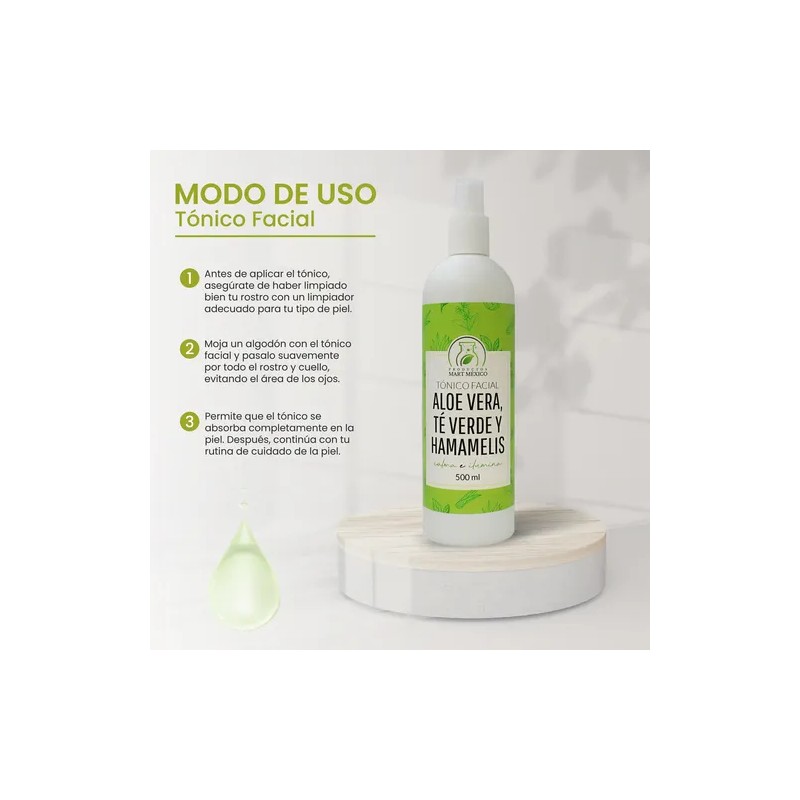 Tónico Facial De Aloe Vera,té Verde & Hamamelis (500ml)6pack