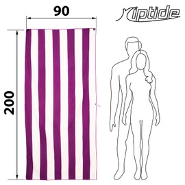 riptide XXL Beach Towel Microfibre Bath Towel Set, Purple/White Stripes