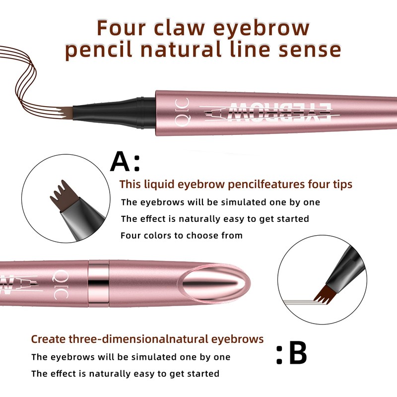 Magic Eyebrow Pencil with 4 Micro Fork Tips, Long Lasting