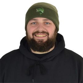 Bang Tidy Clothing Fishing Beanie Hat Knit Cap Beanies Embroidered Bass Fish Hats Gifts for Men Olive