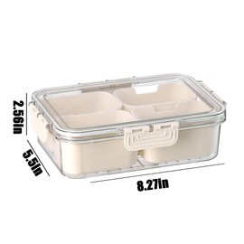 VOUKEN 2PCS Plastic Divided Serving Tray with Lid Snackle Box Charcuterie Container Portable Snack Platters Organizer for Candy, Fruits, Snacks, Nuts, for Party, Entertaining, Picnic (4 Compartment)