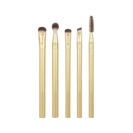 ECOTOOLS, Precious Metals Brightening Eye Brush Set, Kit de Brochas para Ojos, de Metal, 4 Brochas + Cepillo de Cejas