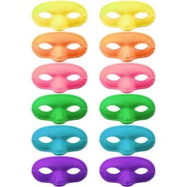 com-four® 12 x Glitter Masks in Round Shape in Various Colours, Venetian Eye Masquerade Mask Ideal for Parties, Cosplay, Carnival and Fancy Dress (Pack of 12 - Round)