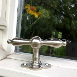 Antikas - Window Handle Nickel Window Fittings Antique Cross Handle Window Olive Nickel Olive