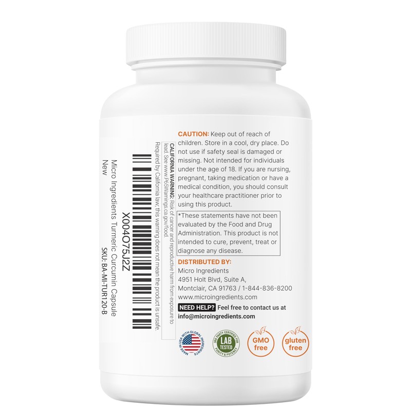 Micro Ingredients Pure Turmeric Curcumin Supplement 1,000mg – 95% Curcuminoids