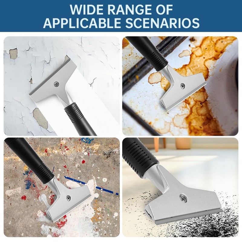 Floor Scraper, 76" Aluminum Adjustable Paint Scraper with 4-inch Razor
