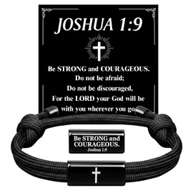 Bible Verse Adjustable Rope Cross Bracelet, Christian Catholic Valentine Easter Baptism First Communion Confirmation Gifts for Him Teens Husband Friends Thanksgiving Christmas Stocking Stuffers