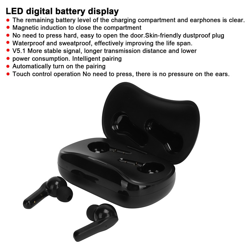 TWS-210 Wireless Bluetooth Headset Touch Control Stereo Gaming Earbuds with