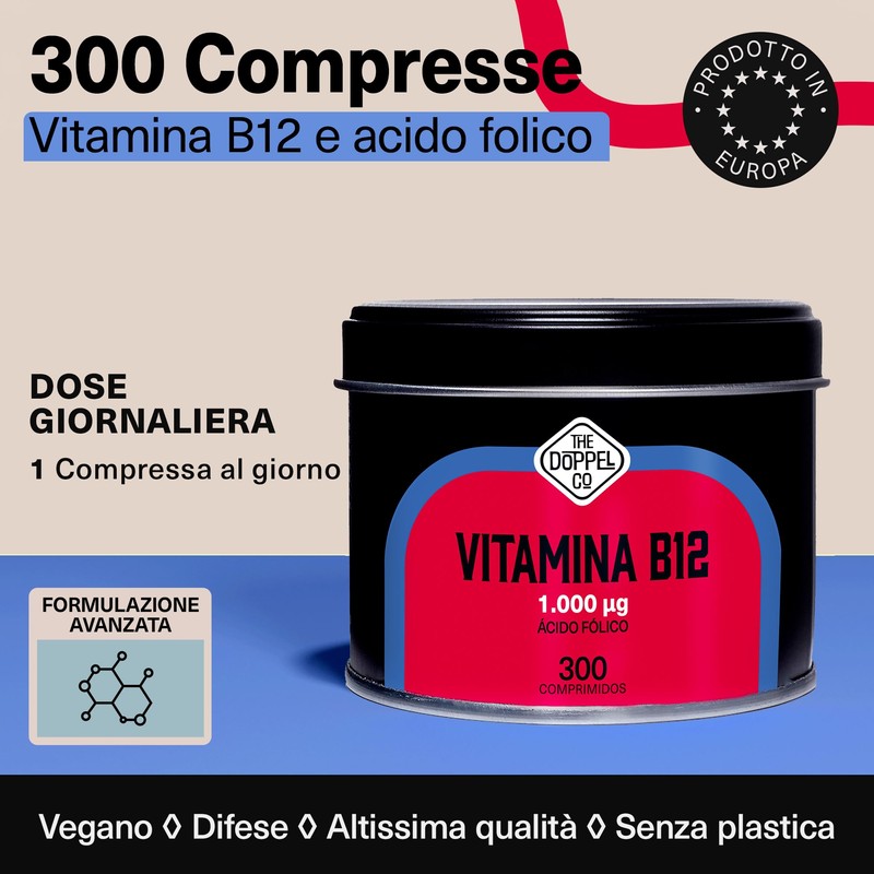 Vitamina B12 Vegana 1000 mcg + 400 mcg Acido Folico