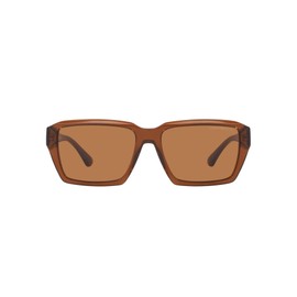 Emporio Armani Men's EA4186 Rectangular Sunglasses, Shiny Transparent Brown/Brown, 58 mm