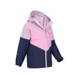 Mountain Warehouse Lightning 3 in 1 Kids Waterproof Jacket - Taped Seams Triclimate Jacket, Detachable Hood, Inner Fleece Kids Coat - For Walking, Hiking Dark Blue Kids Size 2-3 Years