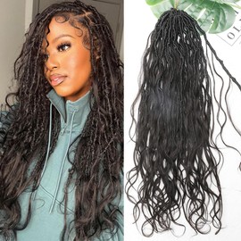 RHEANNA Pre-Looped Crochet Boho Locs With Human Hair Curls Curly Ends Body Wave Human Hair Goddess Locs Crochet Hair 22inch 24Strands