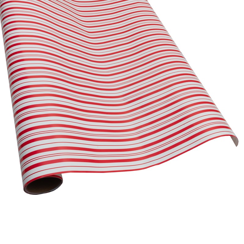 Caspari Candy Stripe Red & White Roll Wrap - includes
