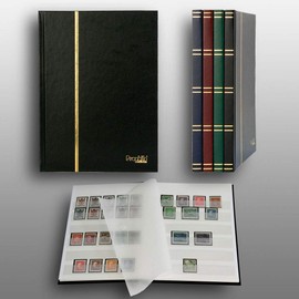 Prophila Collection 16 weiße Seiten A5 Briefmarken-Einsteckbuch schwarz