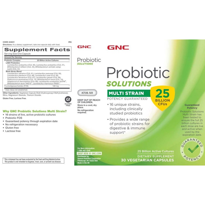 GNC Probiotic Solutions Multi Strain 25 Billion CFUs - 30