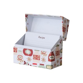 Creative Co-Op, Multicolor Holiday Printed Paper Recipe Box with Cards, Medium