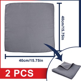 Ynkkvre 2 x Absorbent Waffle Cloth for Car Windows and Window Cloth, Microfibre Drying Cloth, Extremely Absorbent and Gentle on Paint Thanks to Soft, for Cleaning Car and Motorcycle, 40 x 40 cm