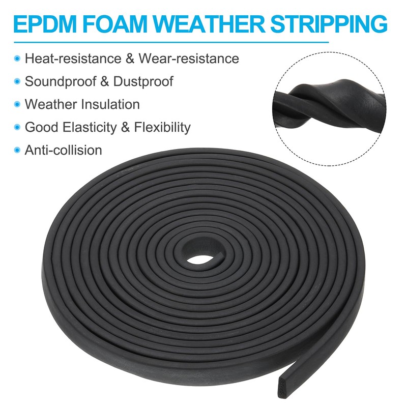 PATIKIL 16.4Ft Rubber Strips, 15mm Wide 5mm Thick EPDM Soundproof