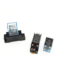 BULUSHI 4Pcs MY2N-J AC110/120V 5A Coil Red Indicator Light 35mm DIN Rail DPDT 8Pins Electromagnetic General Purpose Power Relay + Socket Base