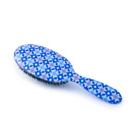 Rock & Ruddle Natural Mixed Boar Bristle Hair Brush for Women and Kids (Large, 21cm) - Perfect for Wet or Dry Hair, Detangling Smoothing Blowdrying - Designed & Made in UK - Tile Blue