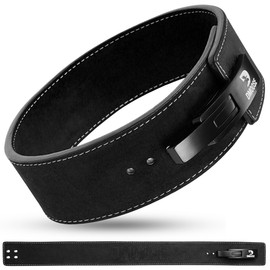 DMoose Weight lifting Lever Belt, Improve Your Weightlifting & Powerlifting Technique, 10 mm Thick, Suede Leather, Stainless Steel Lever Buckle, For Gym Workout, Squats & Deadlifts, Men & Women (XXL 42” - 48” (Waist Size Not Pant Size), Black)
