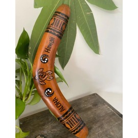 Handmade Hawaiian Hand Made 15" Carved Wood Boomerang Home Decor Aloha Hawaii Honu Turtle