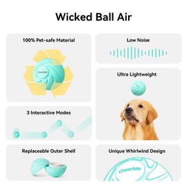 Hoochii by Cheerble Smart Interactive Dog Toys, Wicked Ball AIR, 3 Interactive Modes, Automatic Moving, Bouncing, and Rotating, E-TPU Material, IPX7 Waterproof for Medium and Large Dogs