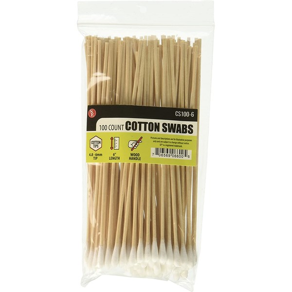 SE 6" Cotton Swabs with Wooden Handles (3 Pack of 100) - CS100-6-3