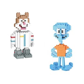 EBTY DREAMS Inc. - Set of 2 Squidward, Sandy Cheeks Educational DIY Model Mini Building Blocks