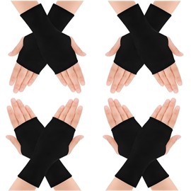 4Pairs Women's Sunblock Fingerless Gloves, Soft Summer Sunscreen Gloves UV Protection Wrist Length Sun Block Driving Non-Slip Glove for Elderly People Arthritis Burned Patients Outdoor Activities