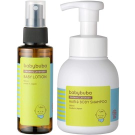 babybuba Organic Baby Skin Care, Shampoo & Lotion, Moisturizing, Baby Skin Care, Whole Body, Relaxing Effect, Made in Japan (Can Be Used From Newborns)