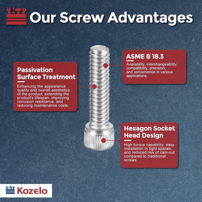 Kozelo 10pcs Socket Head Cap Screws - [1/4"-20 x 1"]