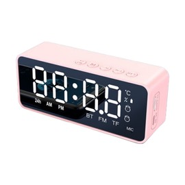 Digital Alarm Clock with BT Speaker,  Mirror LED Display Clock with Dual Alarms for Bedroom HIFI Speaker Support TF Card