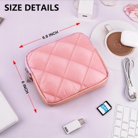 Aatacas Small Makeup Bag Quilted Travel Cosmetic Organizer Bag with Zipper Puffer Portable Toiletry Bag Purse Mini Storage Bag