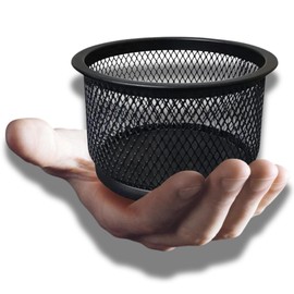 Mesh Paper Clip Holder - 4 Pcs Binder Containers for Desk Organizer Black Metal Stackable Non-slip Space-saving Slim Premium Office School Classroom Supplies Organizer 3.8" X 3.8" X 1.9" PamilyIstor