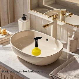 Mini Sink & Drain Plunger with Short Handle - Heavy-Duty Rubber Cup & Ergonomic Grip for Powerful Suction, Unclog Slow Drains in Sinks, Tubs, Showers, Bathrooms, Kitchens, Compact, Space-Saving Design