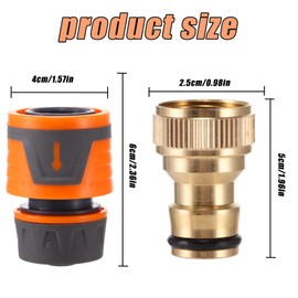 EASONGEE Soft Grip Quick Connect Hose End Connector, Garden Soft Touch Hose Connector with Female 3/4" Brass Tap Adaptor Faucet Adaptor Fitting for Outdoor Garden Tap, 2 Pieces